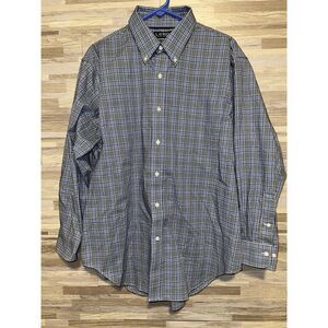 Lauren Ralph Lauren Sz 17 32/33,Blue Plaid Dress Shirt,Classic Fit, #397